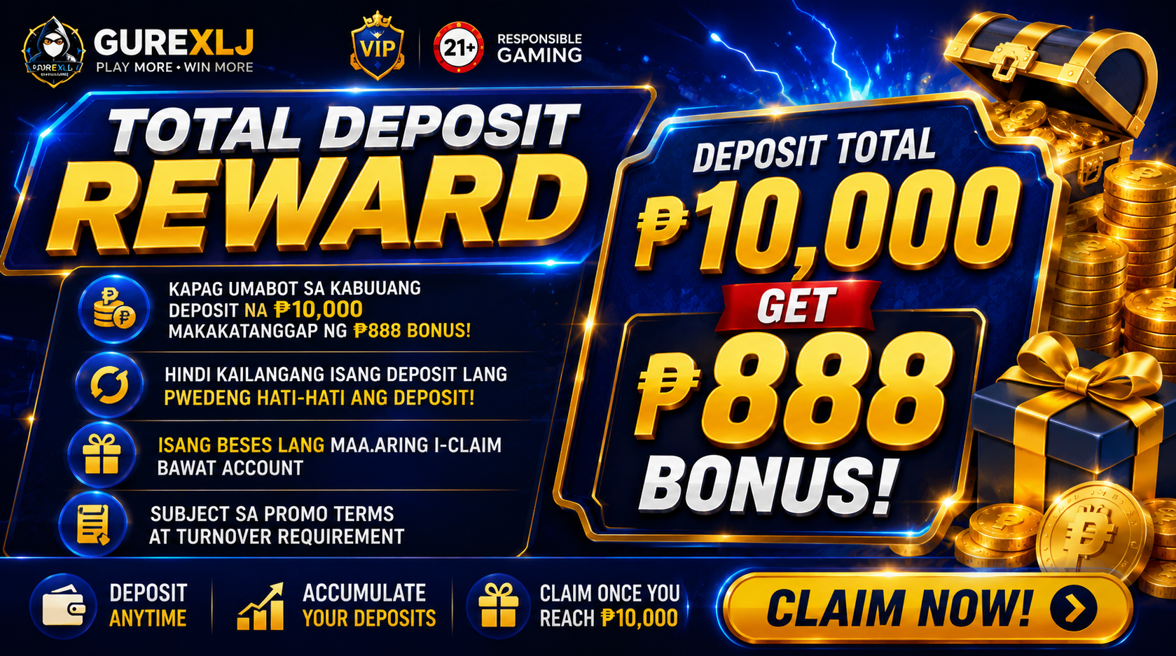 TOTAL DEPOSIT REWARD +₱888
